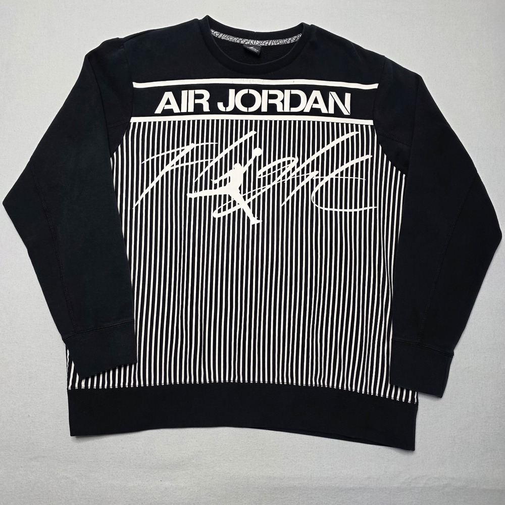 Jordan‎ Sweatshirt Mens XXL Black White Colossal Flight Long Sleeve Crew Neck